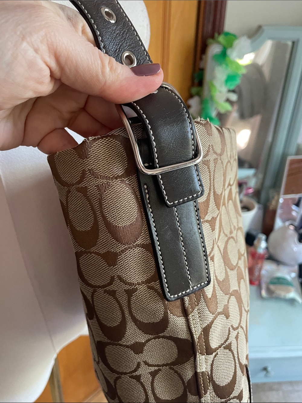Coach Signature Canvas Hobo Bag in Brown/Tan 6076 - Picture 8 of 15